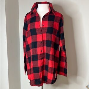 Red and Black Plaid Button-Up Shirt